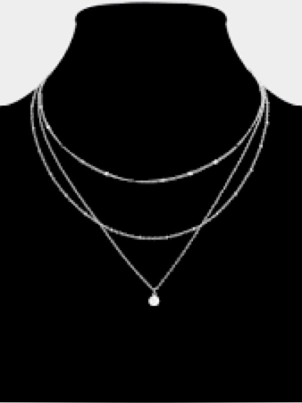 ETE Sterling Silver Layered Necklace with White Pearl Pendant